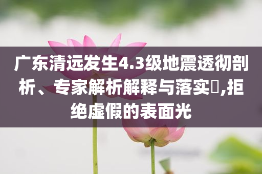 廣東清遠發(fā)生4.3級地震透徹剖析、專家解析解釋與落實?,拒絕虛假的表面光