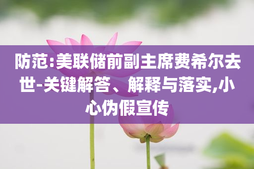 防范:美聯(lián)儲(chǔ)前副主席費(fèi)希爾去世-關(guān)鍵解答、解釋與落實(shí),小心偽假宣傳