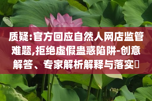 質(zhì)疑:官方回應(yīng)自然人網(wǎng)店監(jiān)管難題,拒絕虛假蠱惑陷阱-創(chuàng)意解答、專家解析解釋與落實(shí)?