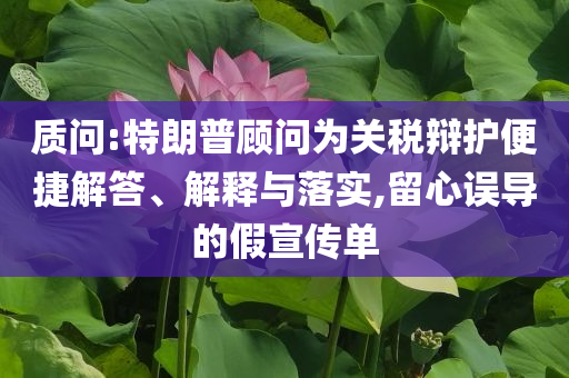 質(zhì)問:特朗普顧問為關(guān)稅辯護(hù)便捷解答、解釋與落實(shí),留心誤導(dǎo)的假宣傳單