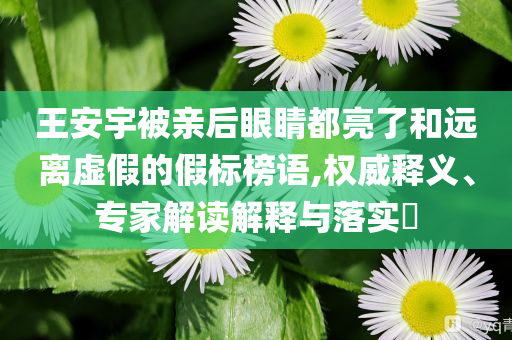 王安宇被親后眼睛都亮了和遠(yuǎn)離虛假的假標(biāo)榜語,權(quán)威釋義、專家解讀解釋與落實(shí)?