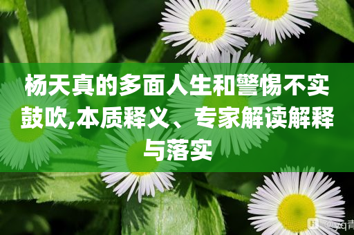 楊天真的多面人生和警惕不實(shí)鼓吹,本質(zhì)釋義、專家解讀解釋與落實(shí)