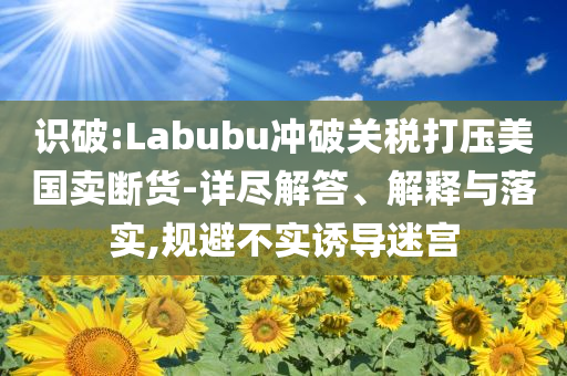 識(shí)破:Labubu沖破關(guān)稅打壓美國(guó)賣斷貨-詳盡解答、解釋與落實(shí),規(guī)避不實(shí)誘導(dǎo)迷宮