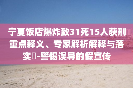 寧夏飯店爆炸致31死15人獲刑重點釋義、專家解析解釋與落實?-警惕誤導的假宣傳