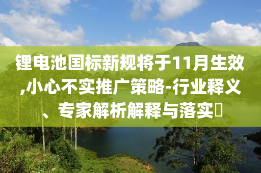 鋰電池國標(biāo)新規(guī)將于11月生效,小心不實(shí)推廣策略-行業(yè)釋義、專家解析解釋與落實(shí)?