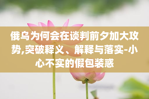俄烏為何會(huì)在談判前夕加大攻勢,突破釋義、解釋與落實(shí)-小心不實(shí)的假包裝惑