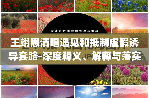 王翊恩清唱遇見和抵制虛假誘導(dǎo)套路-深度釋義、解釋與落實(shí)