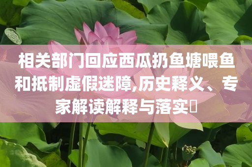 相關(guān)部門回應(yīng)西瓜扔魚塘喂魚和抵制虛假迷障,歷史釋義、專家解讀解釋與落實(shí)?