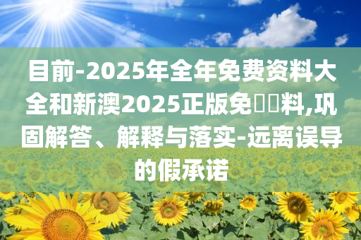 目前-2025年全年免費資料大全和新澳2025正版免費資料,鞏固解答、解釋與落實-遠離誤導的假承諾