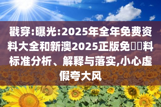 戳穿:曝光:2025年全年免費(fèi)資料大全和新澳2025正版免費(fèi)資料標(biāo)準(zhǔn)分析、解釋與落實(shí),小心虛假夸大風(fēng)