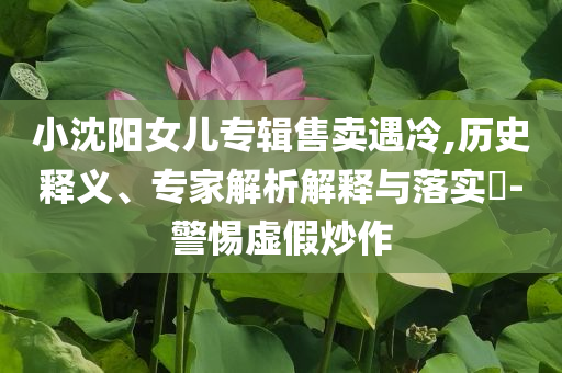 小沈陽(yáng)女兒專輯售賣遇冷,歷史釋義、專家解析解釋與落實(shí)?-警惕虛假炒作