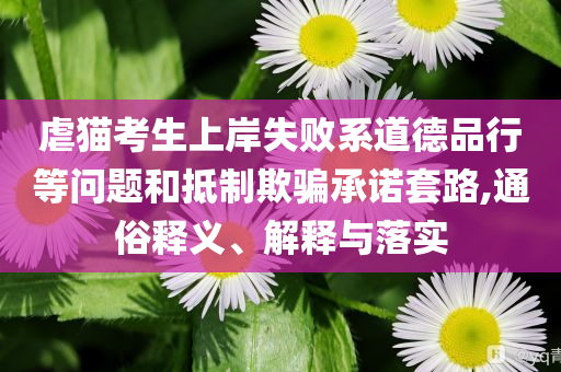 虐貓考生上岸失敗系道德品行等問題和抵制欺騙承諾套路,通俗釋義、解釋與落實(shí)