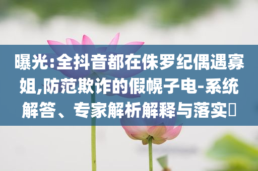 曝光:全抖音都在侏羅紀(jì)偶遇寡姐,防范欺詐的假幌子電-系統(tǒng)解答、專家解析解釋與落實?