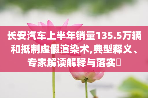 長(zhǎng)安汽車(chē)上半年銷(xiāo)量135.5萬(wàn)輛和抵制虛假渲染術(shù),典型釋義、專(zhuān)家解讀解釋與落實(shí)?