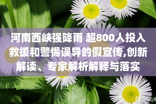 河南西峽強(qiáng)降雨 超800人投入救援和警惕誤導(dǎo)的假宣傳,創(chuàng)新解讀、專(zhuān)家解析解釋與落實(shí)