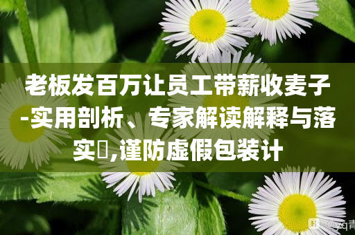 老板發(fā)百萬(wàn)讓員工帶薪收麥子-實(shí)用剖析、專家解讀解釋與落實(shí)?,謹(jǐn)防虛假包裝計(jì)