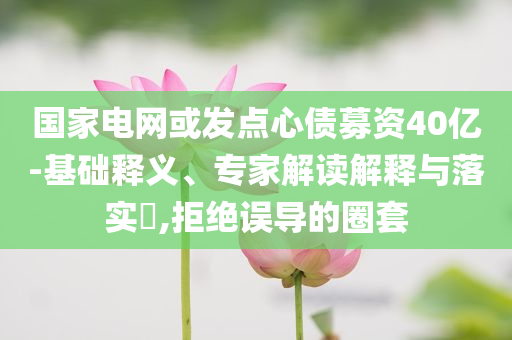 國家電網(wǎng)或發(fā)點心債募資40億-基礎(chǔ)釋義、專家解讀解釋與落實?,拒絕誤導(dǎo)的圈套