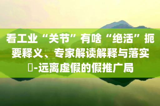 看工業(yè)“關節(jié)”有啥“絕活”扼要釋義、專家解讀解釋與落實?-遠離虛假的假推廣局
