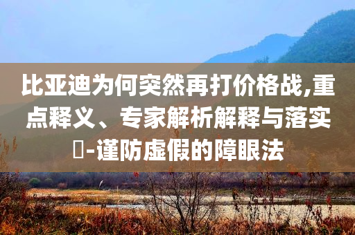 比亞迪為何突然再打價(jià)格戰(zhàn),重點(diǎn)釋義、專家解析解釋與落實(shí)?-謹(jǐn)防虛假的障眼法