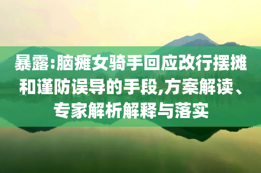 暴露:腦癱女騎手回應改行擺攤和謹防誤導的手段,方案解讀、專家解析解釋與落實