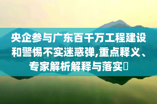 央企參與廣東百千萬(wàn)工程建設(shè)和警惕不實(shí)迷惑彈,重點(diǎn)釋義、專家解析解釋與落實(shí)?