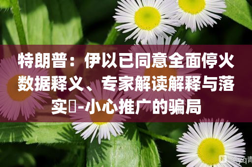 特朗普：伊以已同意全面?；饠?shù)據(jù)釋義、專家解讀解釋與落實(shí)?-小心推廣的騙局