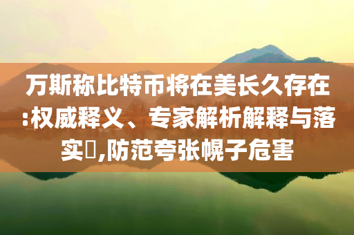 萬斯稱比特幣將在美長久存在:權(quán)威釋義、專家解析解釋與落實?,防范夸張幌子危害