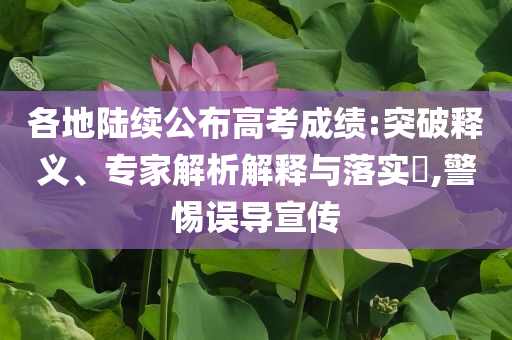 各地陸續(xù)公布高考成績:突破釋義、專家解析解釋與落實?,警惕誤導宣傳