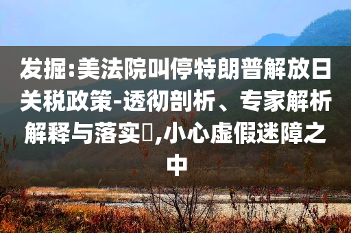 發(fā)掘:美法院叫停特朗普解放日關(guān)稅政策-透徹剖析、專(zhuān)家解析解釋與落實(shí)?,小心虛假迷障之中