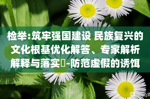 檢舉:筑牢強(qiáng)國(guó)建設(shè) 民族復(fù)興的文化根基優(yōu)化解答、專家解析解釋與落實(shí)?-防范虛假的誘餌