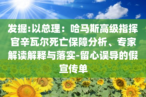 發(fā)掘:以總理：哈馬斯高級(jí)指揮官辛瓦爾死亡保障分析、專家解讀解釋與落實(shí)-留心誤導(dǎo)的假宣傳單