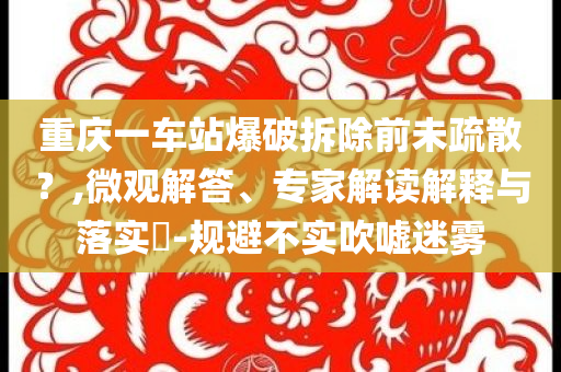 重慶一車站爆破拆除前未疏散？,微觀解答、專家解讀解釋與落實(shí)?-規(guī)避不實(shí)吹噓迷霧