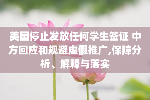 美國停止發(fā)放任何學(xué)生簽證 中方回應(yīng)和規(guī)避虛假推廣,保障分析、解釋與落實(shí)