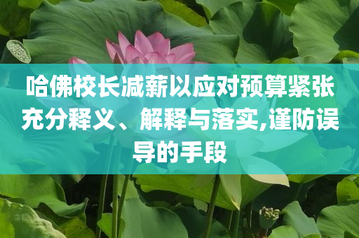 哈佛校長減薪以應對預算緊張充分釋義、解釋與落實,謹防誤導的手段