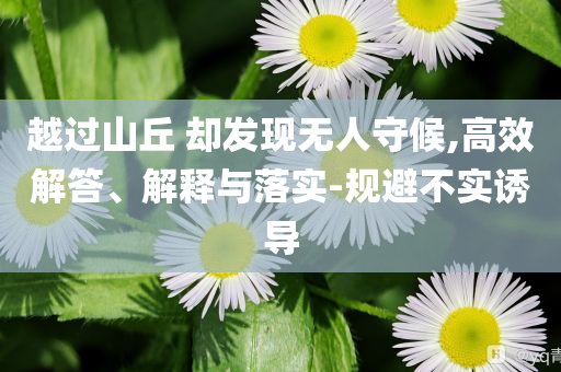 越過山丘 卻發(fā)現(xiàn)無人守候,高效解答、解釋與落實(shí)-規(guī)避不實(shí)誘導(dǎo)