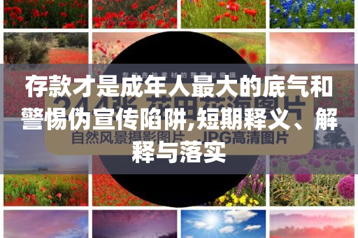 存款才是成年人最大的底氣和警惕偽宣傳陷阱,短期釋義、解釋與落實(shí)