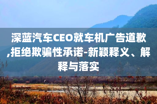 深藍(lán)汽車CEO就車機(jī)廣告道歉,拒絕欺騙性承諾-新穎釋義、解釋與落實(shí)