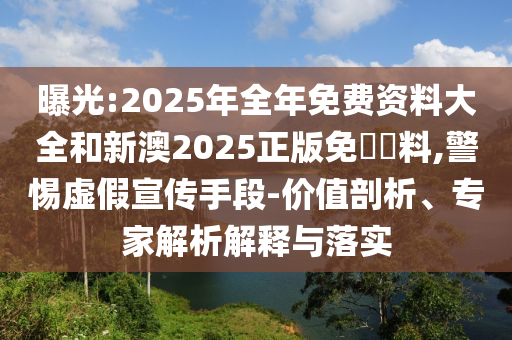 曝光:2025年全年免費資料大全和新澳2025正版免費資料,警惕虛假宣傳手段-價值剖析、專家解析解釋與落實