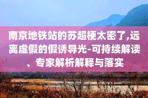 南京地鐵站的蘇超梗太密了,遠(yuǎn)離虛假的假誘導(dǎo)光-可持續(xù)解讀、專家解析解釋與落實