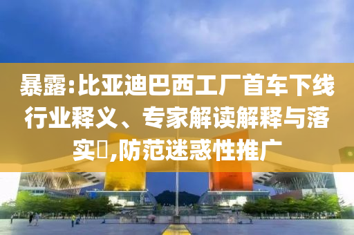 暴露:比亞迪巴西工廠首車下線行業(yè)釋義、專家解讀解釋與落實(shí)?,防范迷惑性推廣