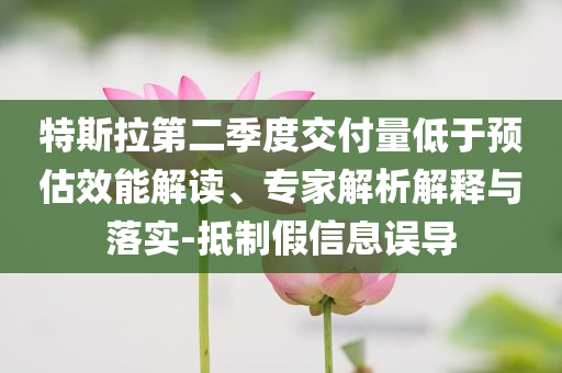特斯拉第二季度交付量低于預(yù)估效能解讀、專家解析解釋與落實(shí)-抵制假信息誤導(dǎo)