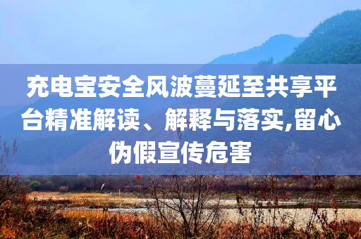 充電寶安全風(fēng)波蔓延至共享平臺(tái)精準(zhǔn)解讀、解釋與落實(shí),留心偽假宣傳危害