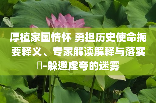 厚植家國情懷 勇?lián)鷼v史使命扼要釋義、專家解讀解釋與落實(shí)?-躲避虛夸的迷霧
