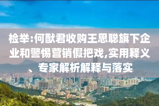 檢舉:何猷君收購?fù)跛悸斊煜缕髽I(yè)和警惕營銷假把戲,實用釋義、專家解析解釋與落實
