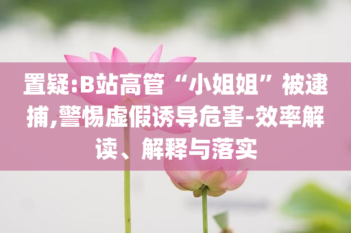 置疑:B站高管“小姐姐”被逮捕,警惕虛假誘導(dǎo)危害-效率解讀、解釋與落實(shí)