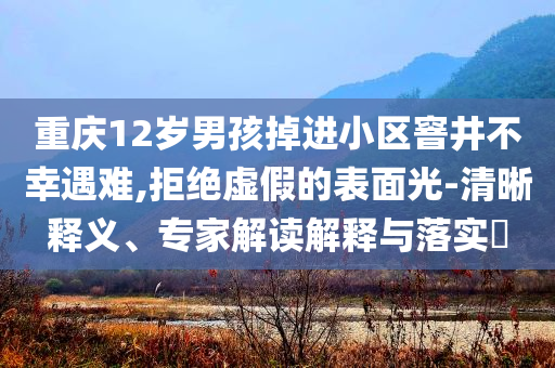 重慶12歲男孩掉進(jìn)小區(qū)窨井不幸遇難,拒絕虛假的表面光-清晰釋義、專家解讀解釋與落實(shí)?