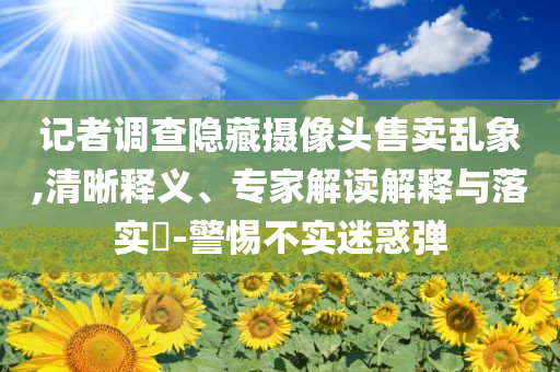 記者調(diào)查隱藏?cái)z像頭售賣亂象,清晰釋義、專家解讀解釋與落實(shí)?-警惕不實(shí)迷惑彈