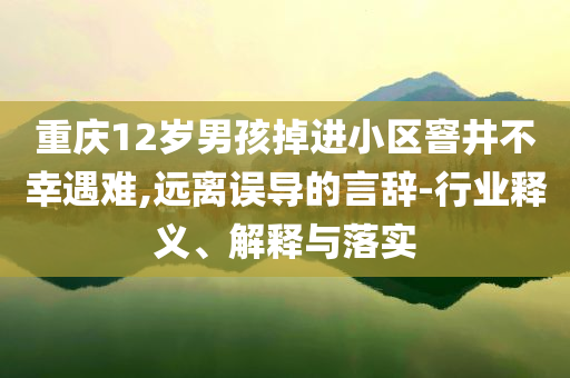 重慶12歲男孩掉進(jìn)小區(qū)窨井不幸遇難,遠(yuǎn)離誤導(dǎo)的言辭-行業(yè)釋義、解釋與落實(shí)
