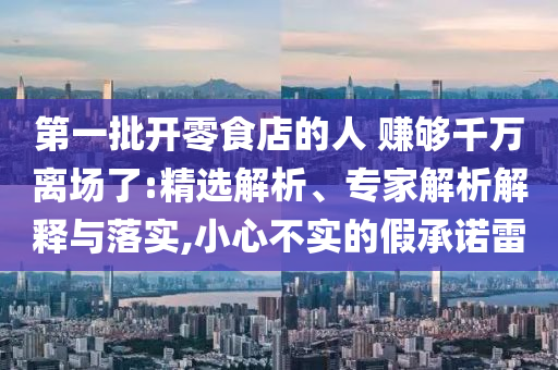 第一批開零食店的人 賺夠千萬離場(chǎng)了:精選解析、專家解析解釋與落實(shí),小心不實(shí)的假承諾雷