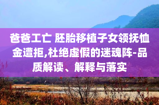 爸爸工亡 胚胎移植子女領撫恤金遭拒,杜絕虛假的迷魂陣-品質解讀、解釋與落實